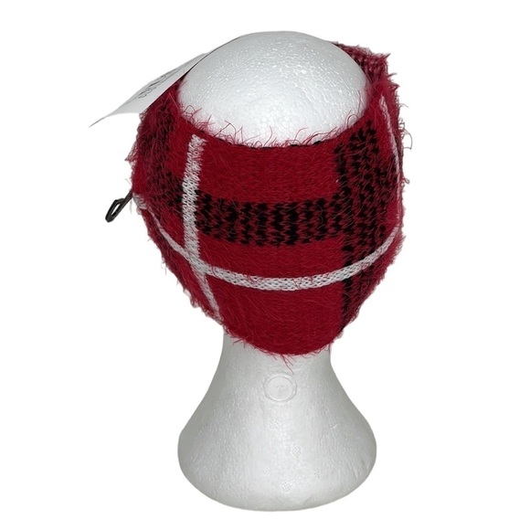 Styline Fuzzy Plaid Headwrap NWT Red One Size - Picture 4 of 9